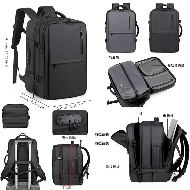 Men’s Vacuum Compression Expandable Travel & Laptop Backpack