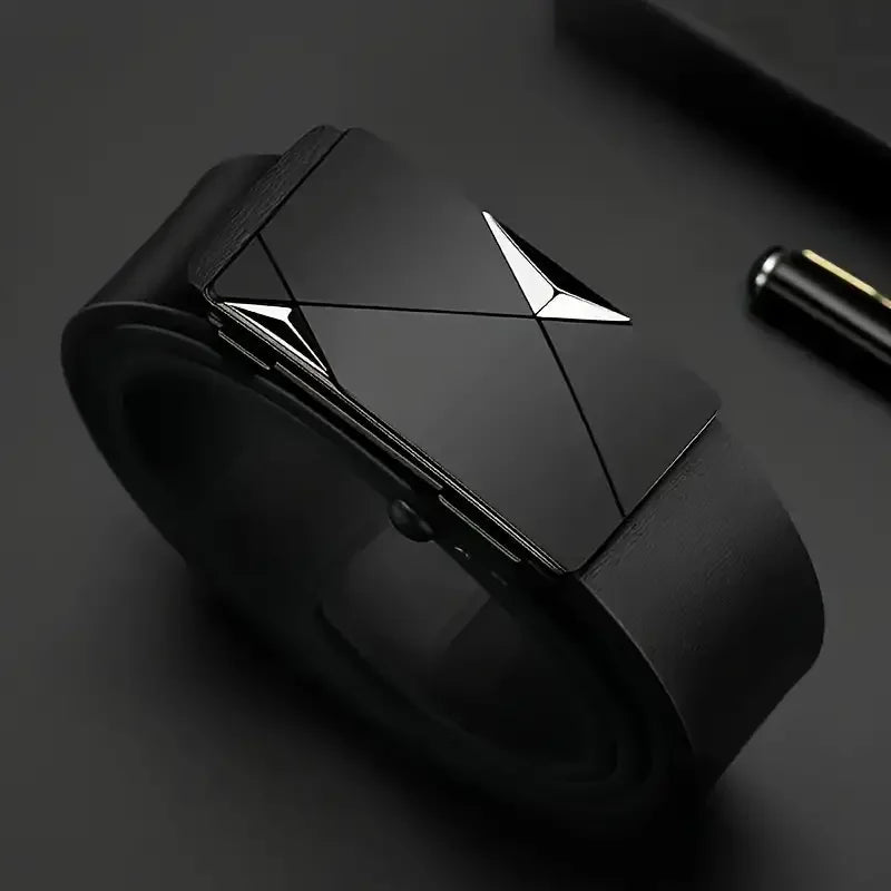 Stylish PU Leather Men’s Belt with Automatic Buckle