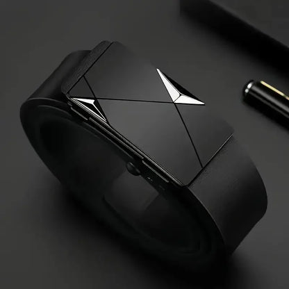 Stylish PU Leather Men’s Belt with Automatic Buckle