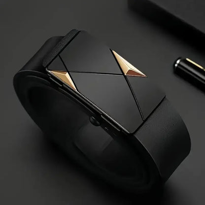 Stylish PU Leather Men’s Belt with Automatic Buckle