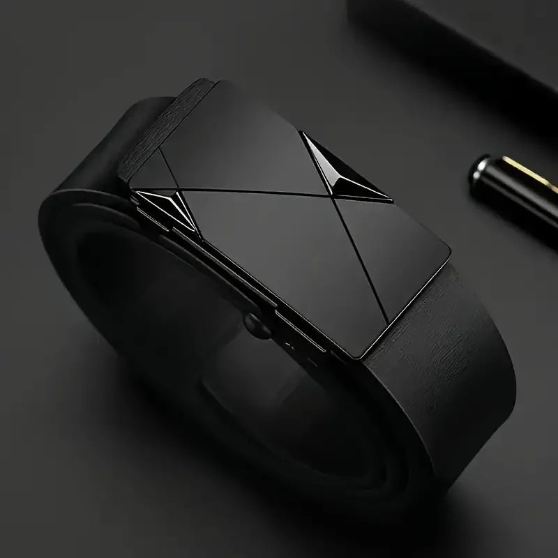 Stylish PU Leather Men’s Belt with Automatic Buckle