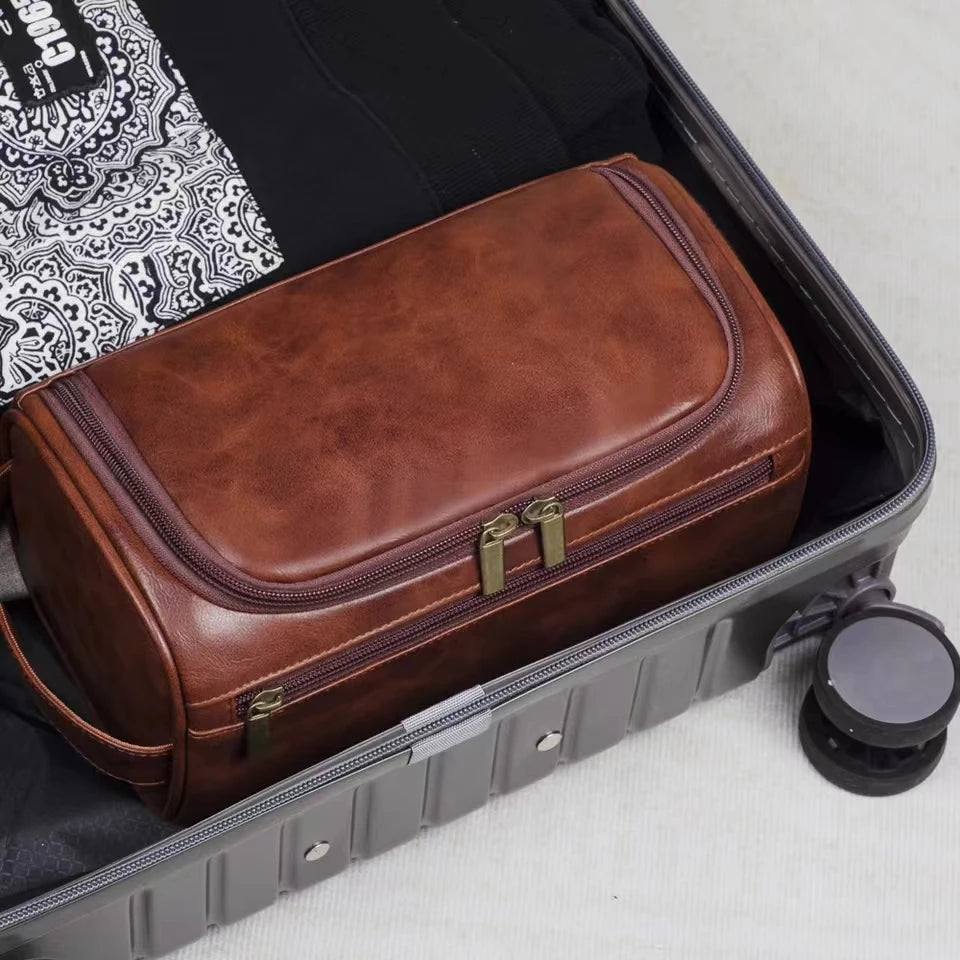 Leather Travel Toiletry Bag for Men
