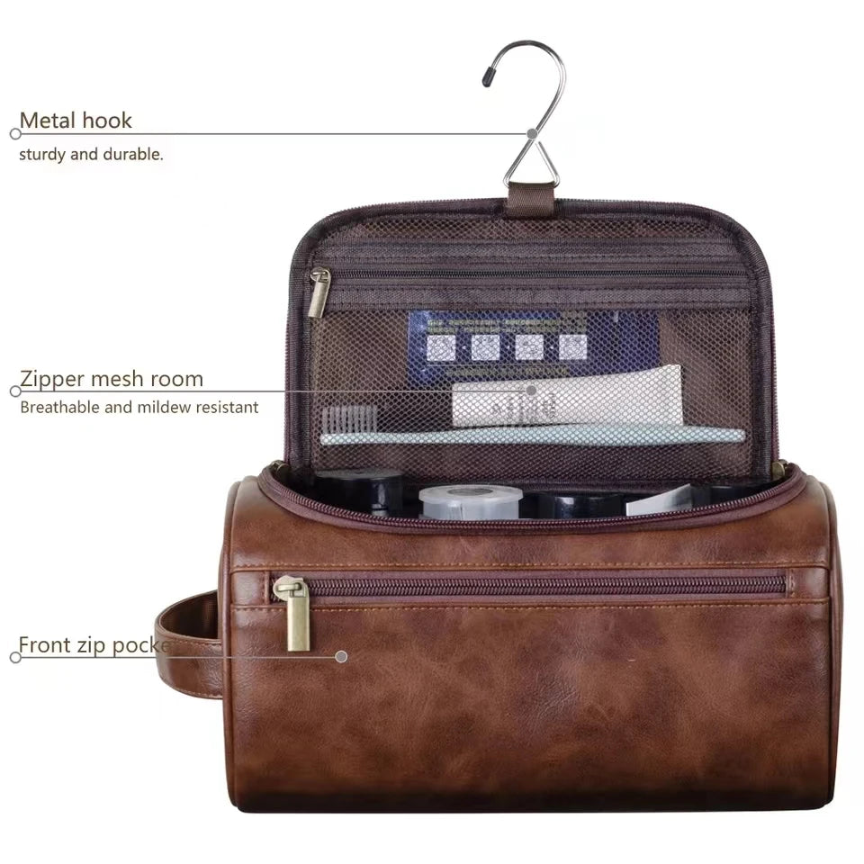 Leather Travel Toiletry Bag for Men