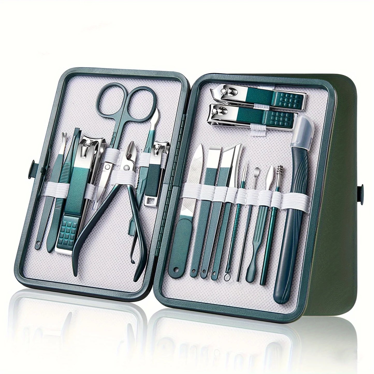 7–18 Piece Stainless Steel Nail Care Kit with Travel Case