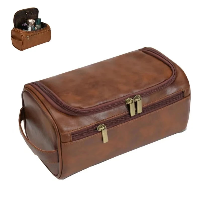 Leather Travel Toiletry Bag for Men