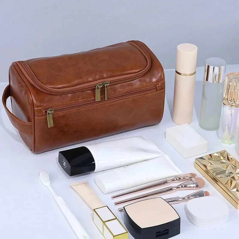 Leather Travel Toiletry Bag for Men